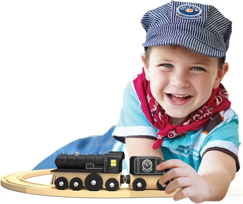 Miniatura 5 de MasterPieces Juego de 2 piezas de tren de madera, motor de vapor y coche de carbón Lionel Collector's - Juguete oficial para niños y niños