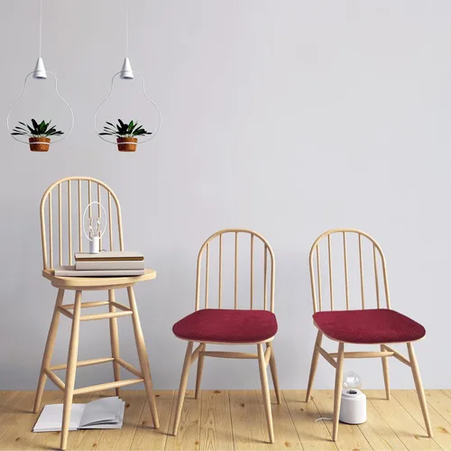 Miniatura 7 de Cojines para Sillas de Cocina Vino Rojo Antideslizantes de Espuma para Oficina, Cojines para Asientos Lavables, Almohadillas Gruesas y Suaves, Rojo