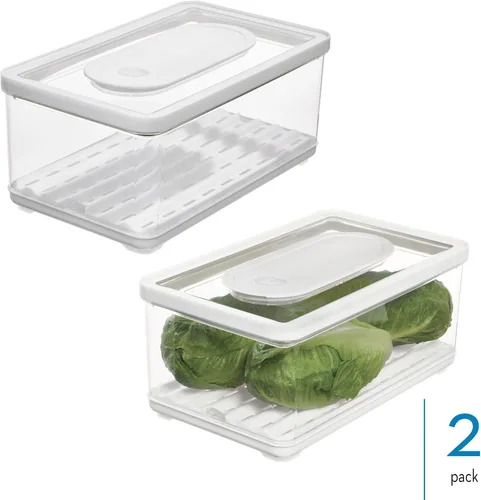 Miniatura 2 de iDesign Large Fridge Produce Bin with Removable Drainage Tray and Lid - Set of 2 - Clear