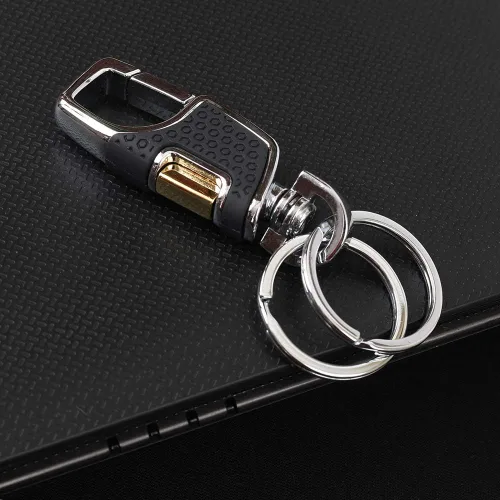 Miniatura 5 de homEdge Llavero resistente, paquete de 2 llaveros de automóvil con 2 llaveros de metal, mosquetón, negro y marrón