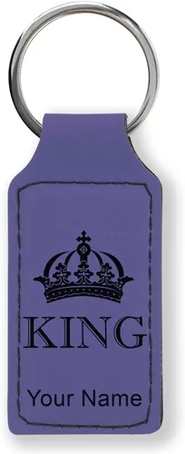 Miniatura 22 de Llavero rectangular, corona de rey, grabado personalizado incluido, Bambú