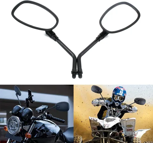 Miniatura 5 de Espejos laterales retrovisores para manillar de motocicleta, 0.394 in para Honda Sports Bike Cruiser Chopper Dirt Bike Scooter