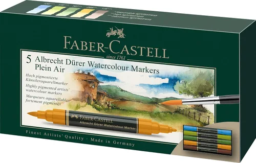 Faber-Castell Albrecht Durer - Marcadores de acuarela Plein Air, cartera de 5, marcadores de acuarela para artistas