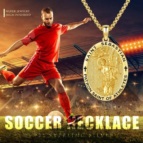 Miniatura 239 de Collar con colgante de plata de ley 925 con medalla de San Patrón, joyería religiosa para hombres y mujeres, con cadena de acero inoxidable 316L