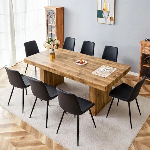 Miniatura 48 de gopop Rustic Modern 79" Rectangular Dining Table, Solid Wood Farmhouse Kitchen Table with Sturdy Legs, Wooden Dining Room Table for 6–10 People