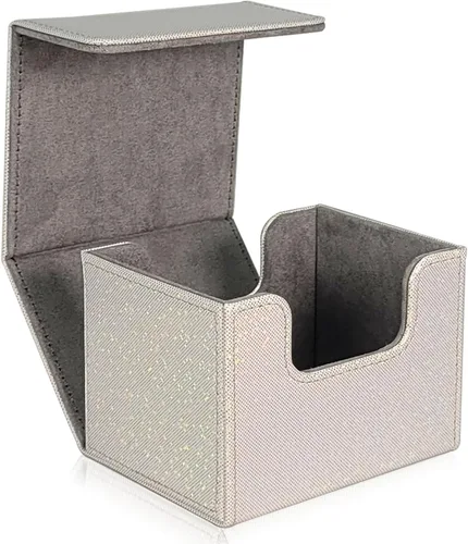 Miniatura 9 de Dmoicols Caja de almacenamiento de tarjetas coleccionables de cuero, caja horizontal individual (punto negro brillante)