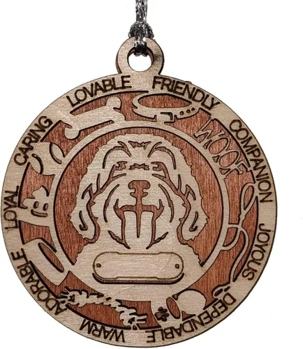 Miniatura 43 de Adorno de Navidad personalizado de madera para perro de 3 pulgadas, nombre y texto personalizables, hecho a mano en Estados Unidos, diseño de corte