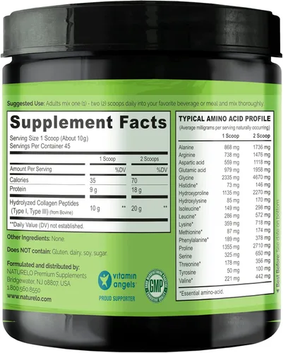 Miniatura 5 de NATURELO Whole Food Beauty Multivitamínico, 60 unidades de péptido de colágeno en polvo, 45 porciones