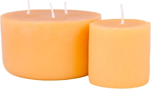 Bluecorn Beeswax Recambio de vela de 3 mechas – Tarro de vidrio ámbar de 22 onzas, cera de abeja 100% pura, sin perfume, 40 horas de combustión,