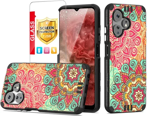 Miniatura 9 de TJS Funda compatible con Boost Mobile Celero 5G + Plus 2024 (3ª versión), protector de pantalla de vidrio templado, híbrido a prueba de golpes