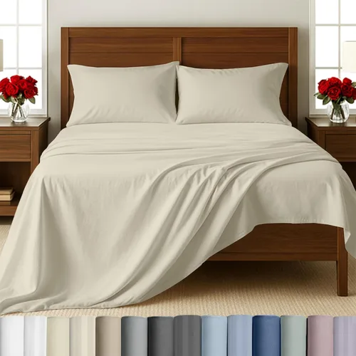 Miniatura 22 de Sábanas de algodón tamaño King dividido para cama ajustable, satén de algodón 100% con 500 hilos, ajuste ceñido, juego con sábanas bajeras Twin-XL