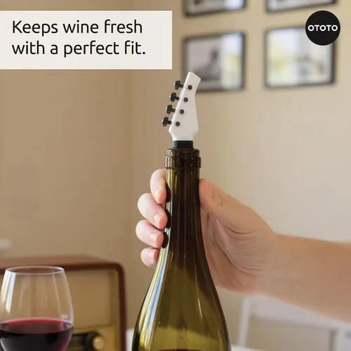 Miniatura 4 de OTOTO Juego de 2 tapones de vino – Tapón para botella de vino bajo y guitarra, divertidos corchos de vino, accesorios de vino, tapón de champán