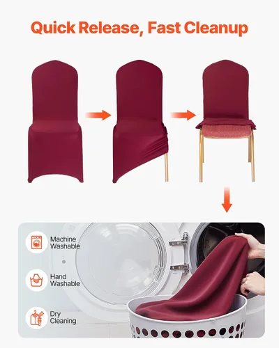 Miniatura 127 de VEVOR 150 fundas blancas para sillas de poliéster y elastano, fundas elásticas para bodas, fiestas, comedor, banquetes, sin pinzas, 150