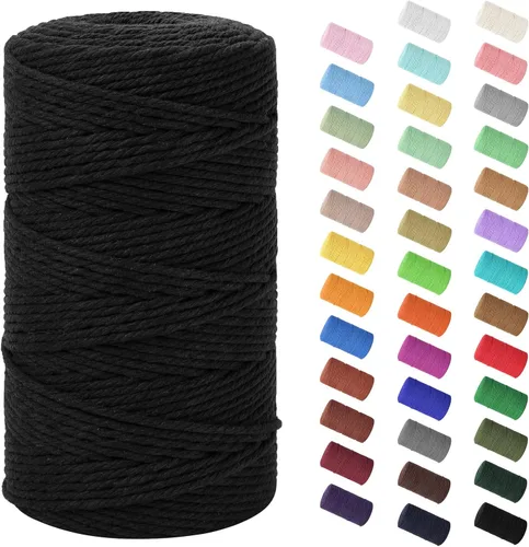 Miniatura 79 de Cordón de macramé de 0.079 in x 380 yardas (1140 pies), cuerda de algodón natural para colgar en la pared, ganchos de plantas, manualidades, Beige