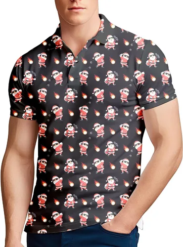 Miniatura 79 de Camisa de golf de los años 80 para hombre, ajuste seco, manga corta, estampada, divertidas, camisas de golf de los años 90 para hombre