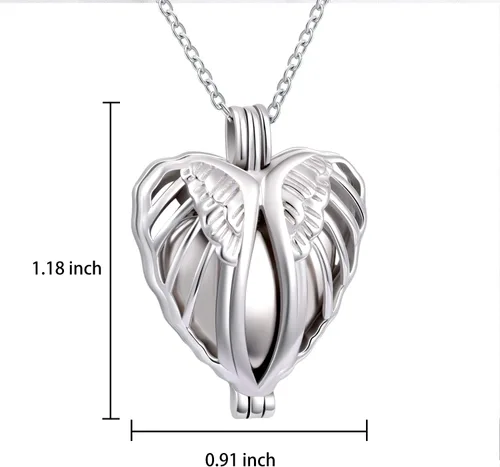 Miniatura 6 de Collar de plata de ley 925 con alas de ángel conmemorativas para cenizas, joyería de cremación