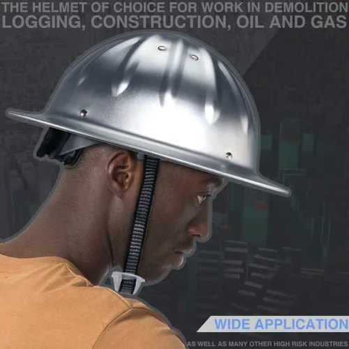 Miniatura 4 de Casco de seguridad de aluminio con suspensiones de trinquete, gorra de seguridad plateada, talla única, se adapta a la mayoría