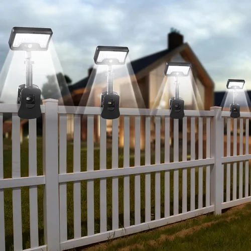 Miniatura 14 de Luces solares con clip para exteriores con sensor de movimiento, luces de valla solares ajustables verticalmente y giratorias en 360° con 92 LEDs