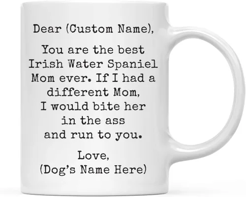 Miniatura 46 de Andaz Press Taza de café personalizada divertida con texto en inglés "Dog Mom", regalo de broma para la mejor mamá de perro cocker spaniel, muerde
