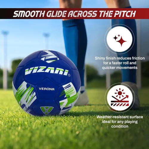 Miniatura 7 de Vizari Verona - Balón de fútbol para exteriores con carcasa TPS duradera y vejiga de butilo reforzada, pelota de fútbol juvenil ideal para práctica