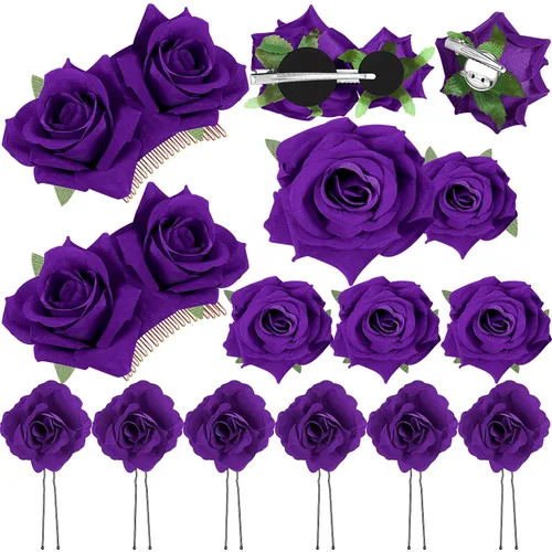 Miniatura 10 de Waydress 12 pinzas para el pelo con diseño de rosas, broches florales de flores mexicanas, accesorios para mujeres, regalos del día de la madre