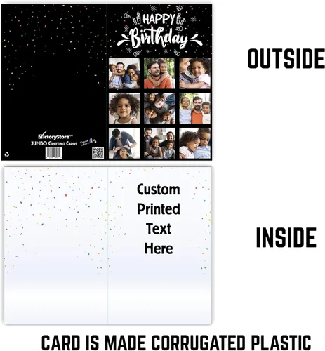 Miniatura 4 de VictoryStore Tarjeta de cumpleaños personalizada jumbo de 3 pies, tarjeta de cumpleaños con foto, 9 fotos, texto interior personalizado, 24 x 36