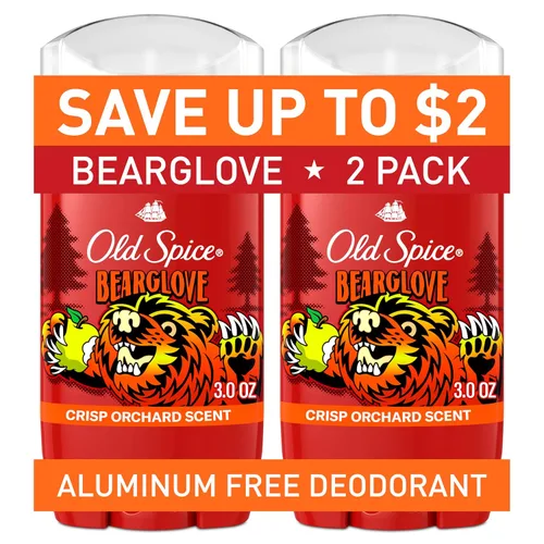 Old Spice Desodorante sin aluminio para hombres, protección contra olores 24/7, frescura 24/7 y aroma duradero, se pone claro, Bearglove con aroma