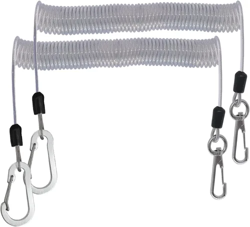 Fishing Lanyard, Heavy Duty Coiled Lanyards Stainless Steel Wire Inside, Safety Rope Extension Cord Tether Retractable Fishing Accessories for Rods,