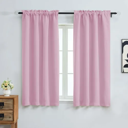 Miniatura 241 de OVZME Cortinas opacas turquesa para tratamiento de ventanas pequeñas, cortinas cortas con bloqueo de luz para ventana de cocina sobre el fregadero