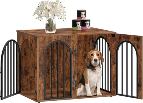 Miniatura 11 de Hzuaneri - Muebles de madera para perros de 26.8 pulgadas, jaula de interior para perros pequeños, jaulas resistentes decorativas para mascotas