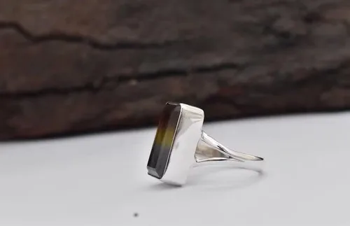 Miniatura 3 de Anillo de turmalina de sandía, anillo de plata de ley 925, anillo de cuarzo turmalina, anillo de mujer, anillo de declaración, anillo hecho a mano