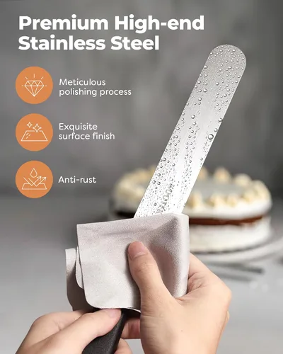 Miniatura 3 de Kootek Juego de espátulas de glaseado en ángulo con hoja de 6 y 8 pulgadas, espátula de acero inoxidable para glaseado, espátulas más suaves