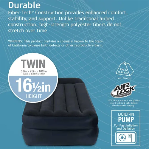 Miniatura 5 de Intex Dura-Beam Standard Series - Colchón inflable elevado con almohada integrada y bomba eléctrica