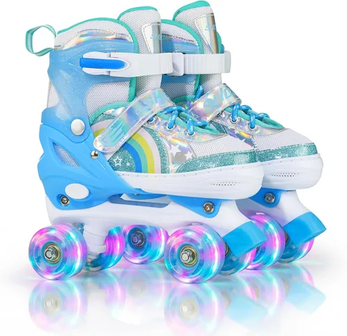 Miniatura 11 de SHDSL Patines de ruedas para niñas para niños principiantes 4 tamaños ajustables, patines de ruedas iluminados con 8 ruedas para niñas, patines