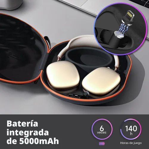 Miniatura 3 de Funda de carga para AirPods Max 1 y 2 - Cargador de auriculares de viaje con conectores magnéticos Lightning y USB-C, modo de suspensión automático