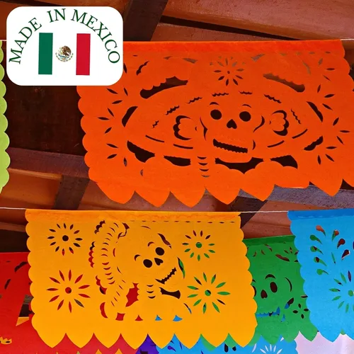 Miniatura 9 de Dia de Los Muertos Papel Picado, Día de los Muertos, Paquete de 5 Papel de seda
