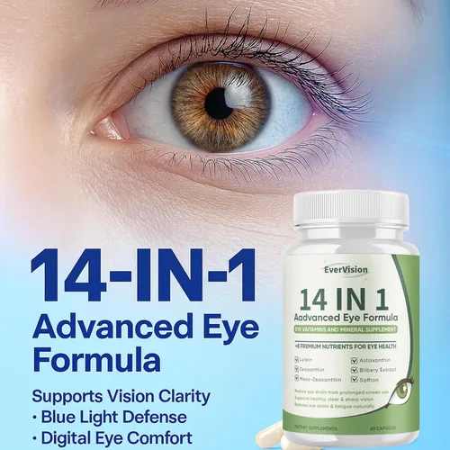 Miniatura 6 de Evervision 14 en 1 fórmula avanzada para ojos, suplemento mineral y vitamina neurobella para los ojos con zinc, luteína, zeaxantina y extracto