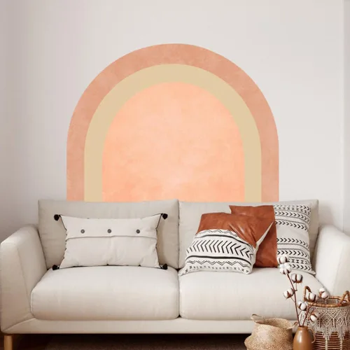 Uonlytech Adhesivo de pared de arco extraíble para decoración elegante del hogar, fácil de aplicar, arte de pared semicírculo para dormitorios,