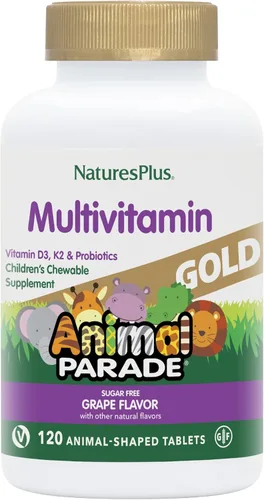 Miniatura 14 de NaturesPlus Animal Parade Gold Multivitamínico para niños, cereza, 120 tabletas masticables en forma de animal, paquete de 2, vegetarianos, sin