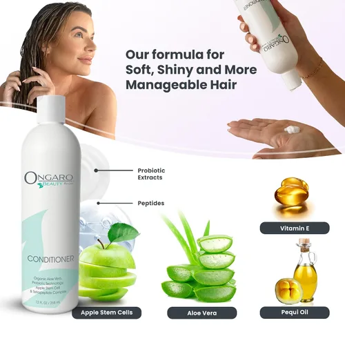 Miniatura 2 de Ongaro Beauty Acondicionador orgánico para el cabello para hombres y mujeres, acondicionador hidratante hidratante con aloe vera, vitamina E