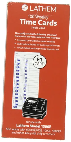 Miniatura 2 de Lathem Time Universal Time Card, White, 100 per Pack (E100), 4 x 9