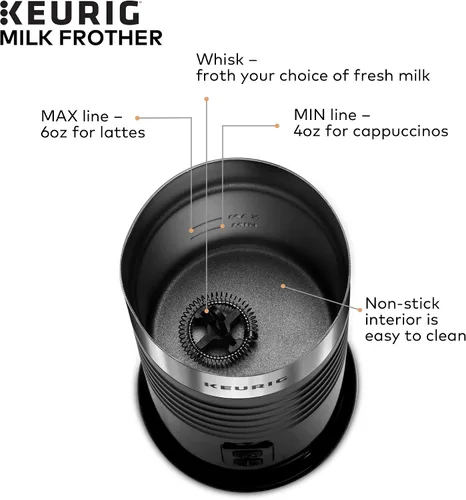Miniatura 9 de Espumador Independiente Keurig Funciona con Leche No Láctea, Espumado Caliente y Frío, 6 Oz, Negro