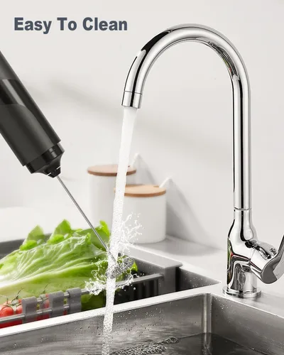 Miniatura 6 de Espumador de leche con tapa, espumador eléctrico a pilas, batidor, mezclador de bebidas y espumador para café, latte, matcha, chocolate caliente