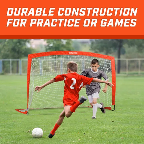 Miniatura 3 de GoSports - Arcos de fútbol portátiles para niños, 13 opciones de color, elige 4 x 3 pies o 6 x 4 pies, redes desplegables de tono de equipo para Rojo