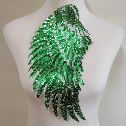 Miniatura 4 de 1 par de parches de lentejuelas de alas de ángel doradas y plateadas para ropa, parche bordado para planchar, apliques de accesorios de Navidad