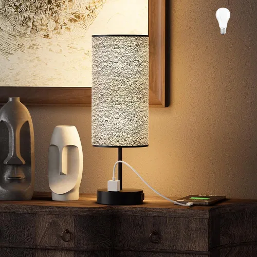 Miniatura 11 de Lámpara de mesa YIDPU para dormitorio, lámpara de mesita de noche para cabecera con tomas de corriente AC, lámpara de escritorio LED ajustable de 3