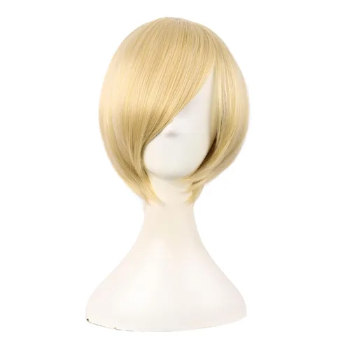 Miniatura 9 de MapofBeauty - Peluca corta recta de 12 pulgadas/30 cm para cosplay, disfraz, fiesta (azul mezclado)