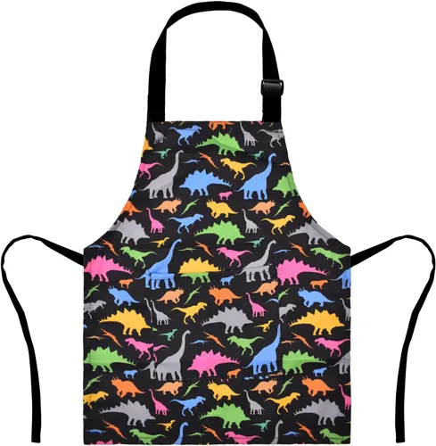 Delantal de Dinosaurio para Niños Varones con Bolsillo, Delantales de Unicornio para Niñas para Cocinar, Pintar, Delantal de Cocina para Niños de 3