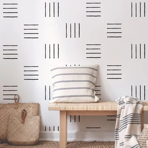 Miniatura 9 de Calcomanías de pared de cruz de vinilo negro, para despegar y pegar, moderno, bohemio, minimalista, geométrico, abstracto, más calcomanías de pared