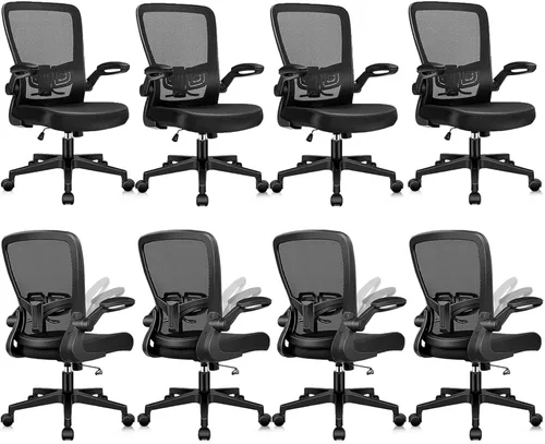 Miniatura 18 de KLASIKA Sillas de escritorio de oficina con ruedas, silla ergonómica de malla con soporte lumbar de altura ajustable, silla giratoria